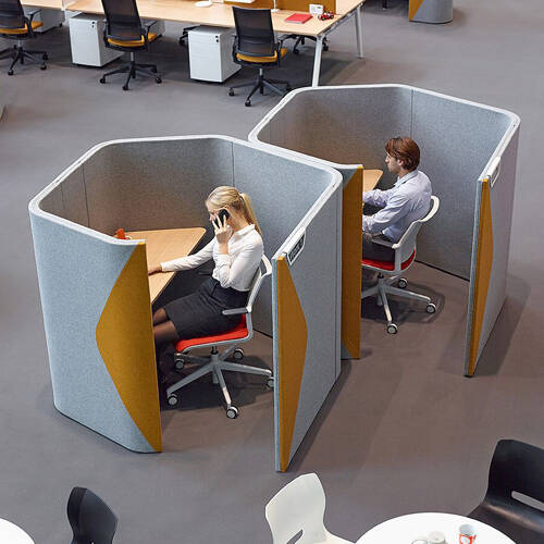 Grey and yellow office pod