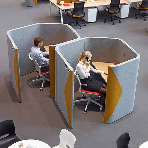 Grey and yellow office pod